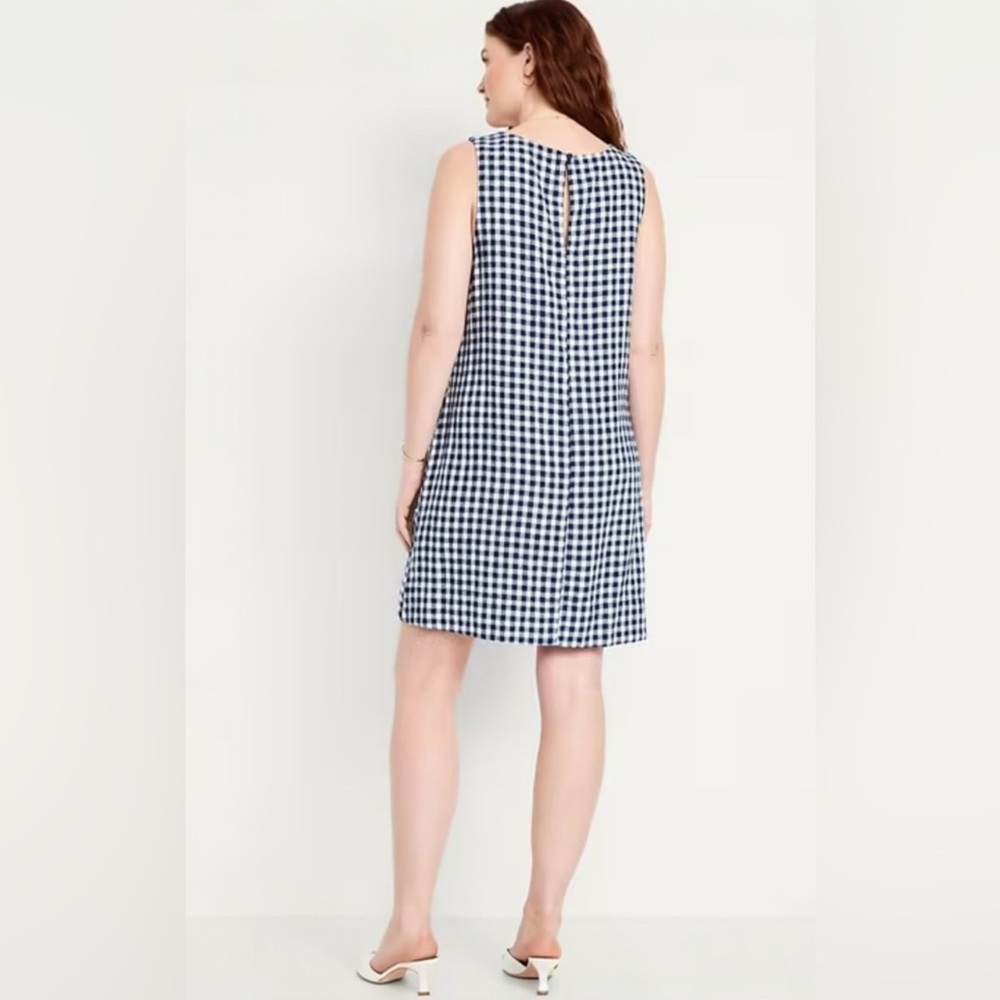 Old Navy Linen-Blend Mini Shift Dress Gingham - Picture 3 of 3